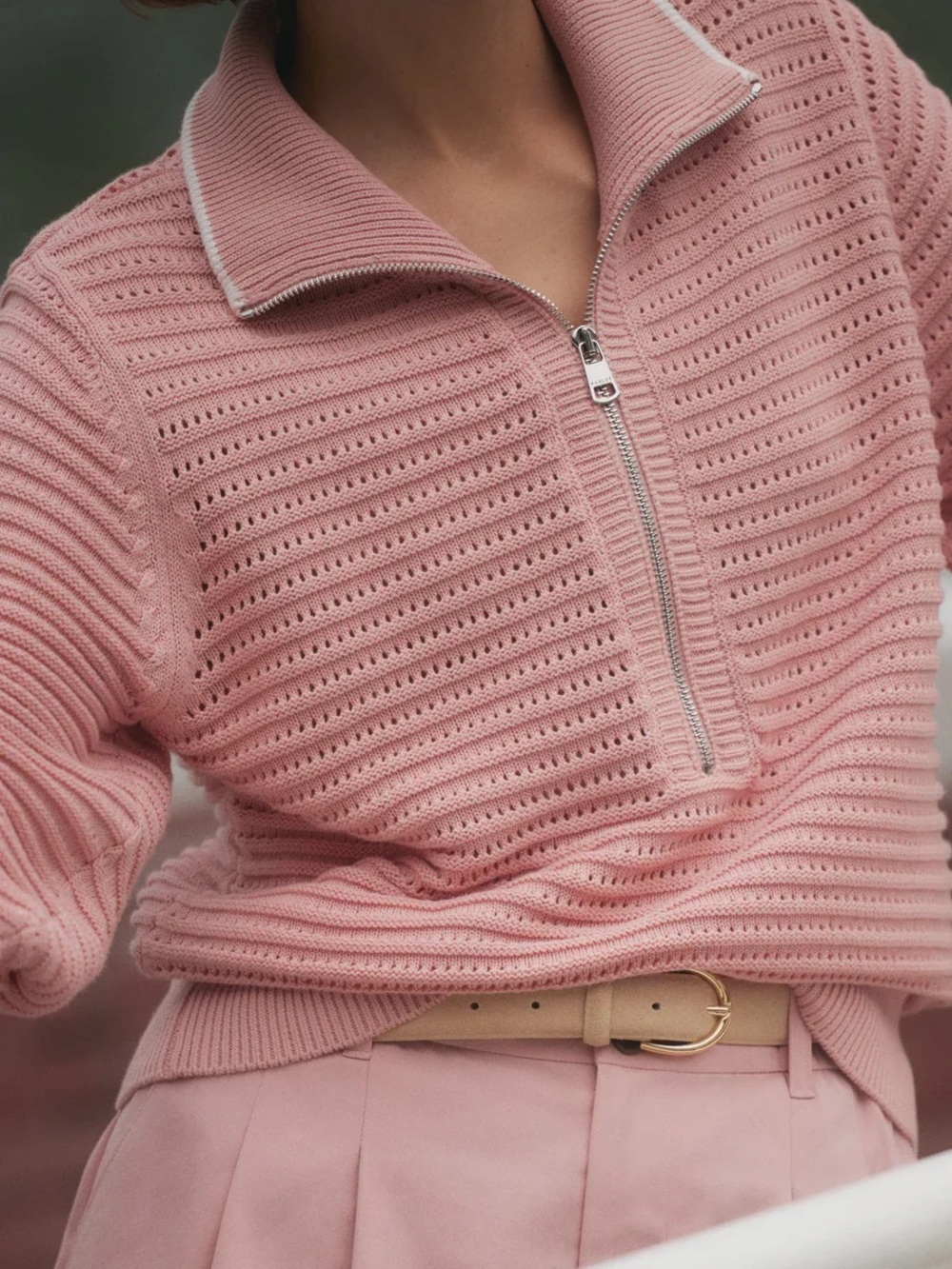 Varley Morwenna Half Zip Knit - Mellow Rose - Picture 2 of 5
